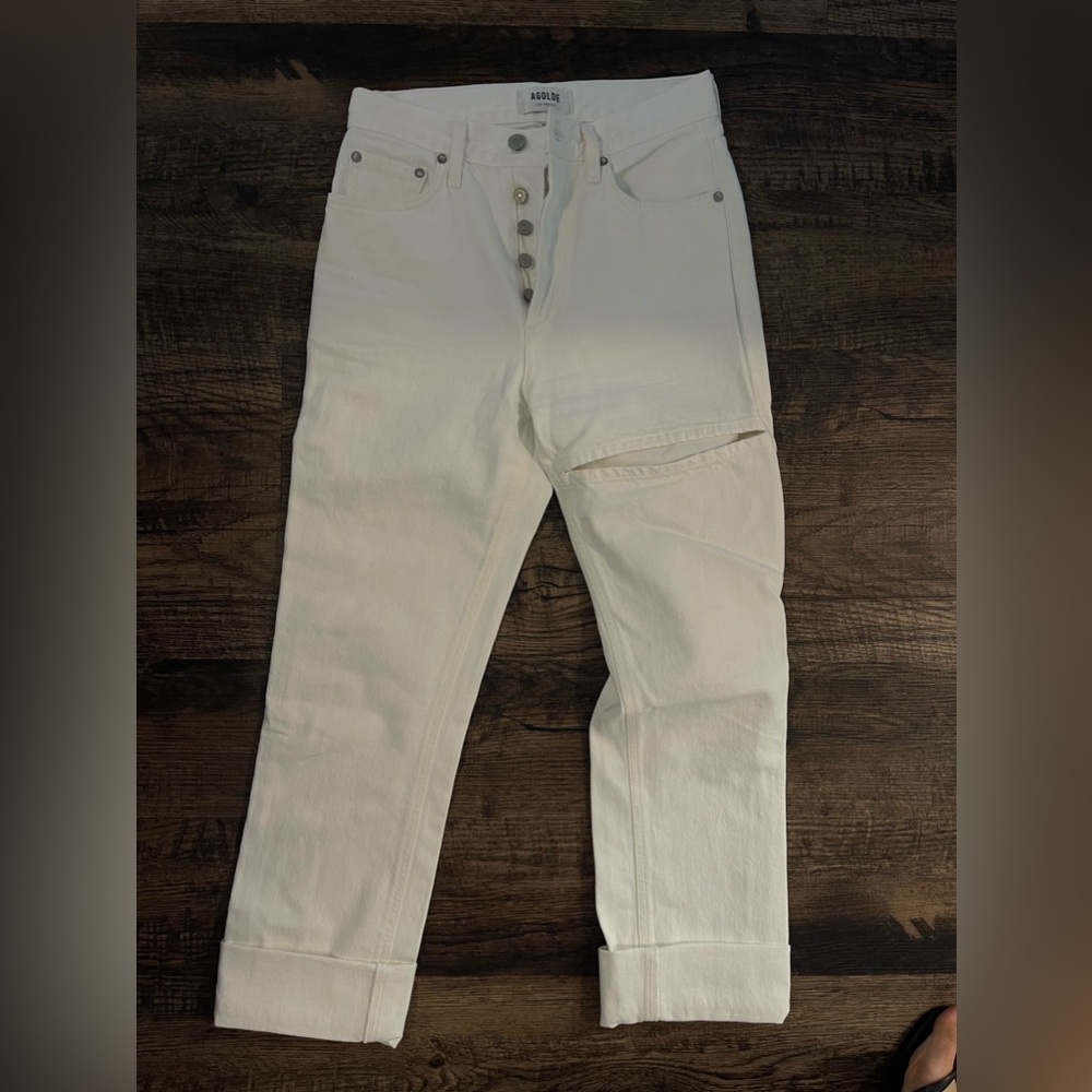 Agolde new white high rise straight leg jeans